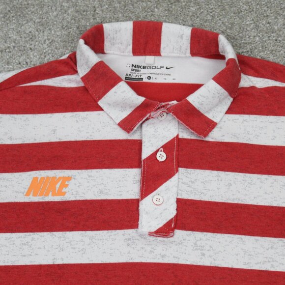 Nike Golf Polo Shirt Mens XL Red/White Dri-Fit Cotton/Polyester Blend S/S - Picture 5 of 13
